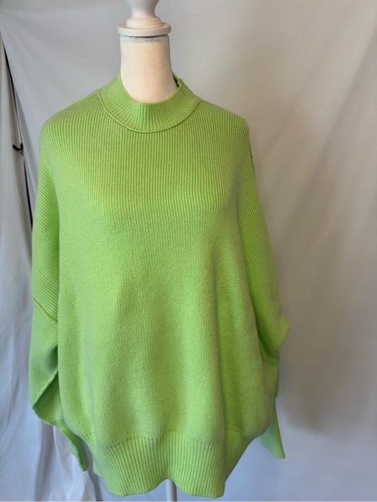 Free People Sweaters - Free People Lime Green Mock Neck Sweater, Drop Sleeve, Roomy